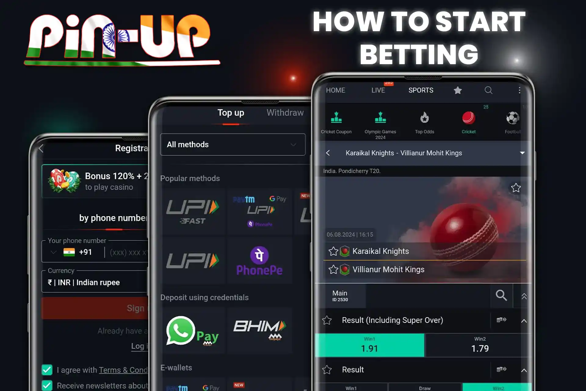 Register on Pin-UP, make a deposit and place a bet
